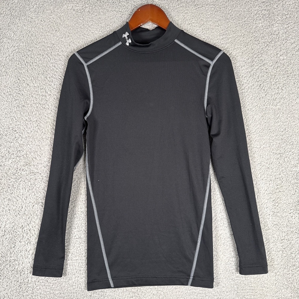 Under Armour Compression Shirt Men's Small Black ColdGear Mock Neck Long Sleeve